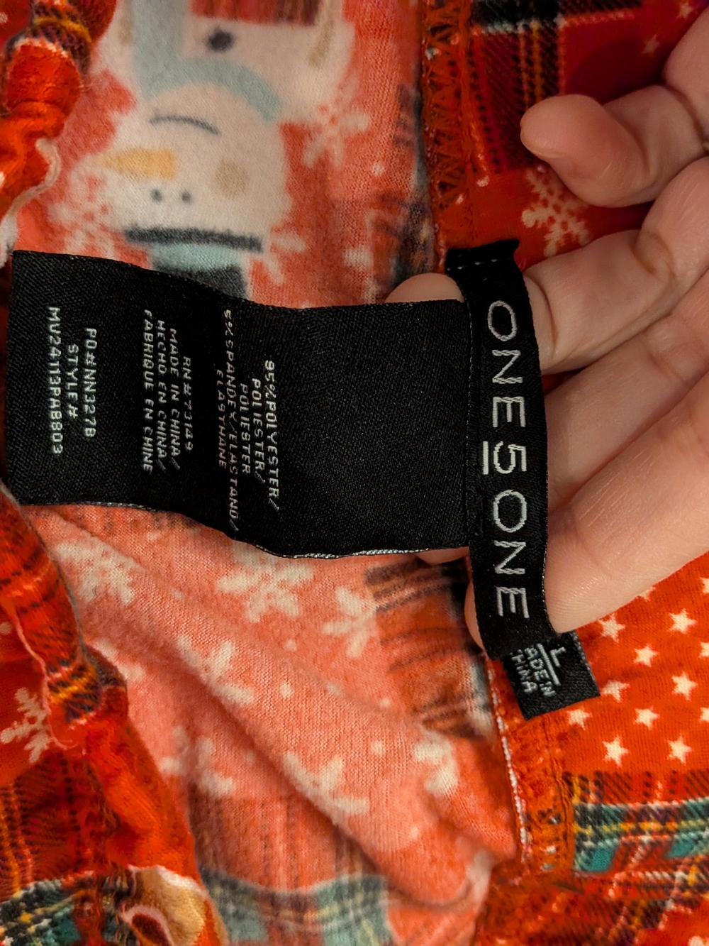 one 5 one Red Holiday Patchwork Leggings - Picture 6 of 6